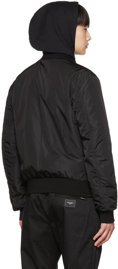 dolce gabbana nylon bomber jacket black|Black Insulated Bomber Jacket by Dolce&Gabbana on Sale.